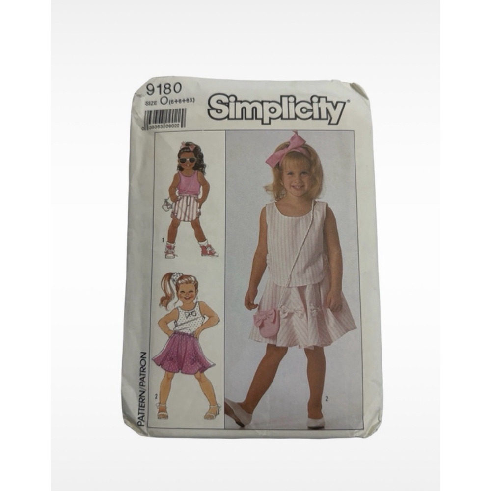 Simplicity 9180 Girls Tank Top, Skirt & Purse Sewing Pattern Size O (5-6-6X)